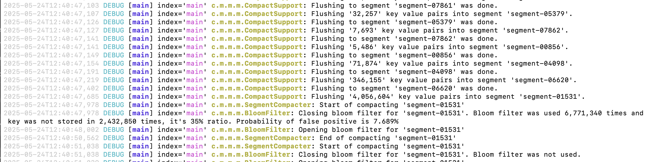 HestiaStore log4j logs